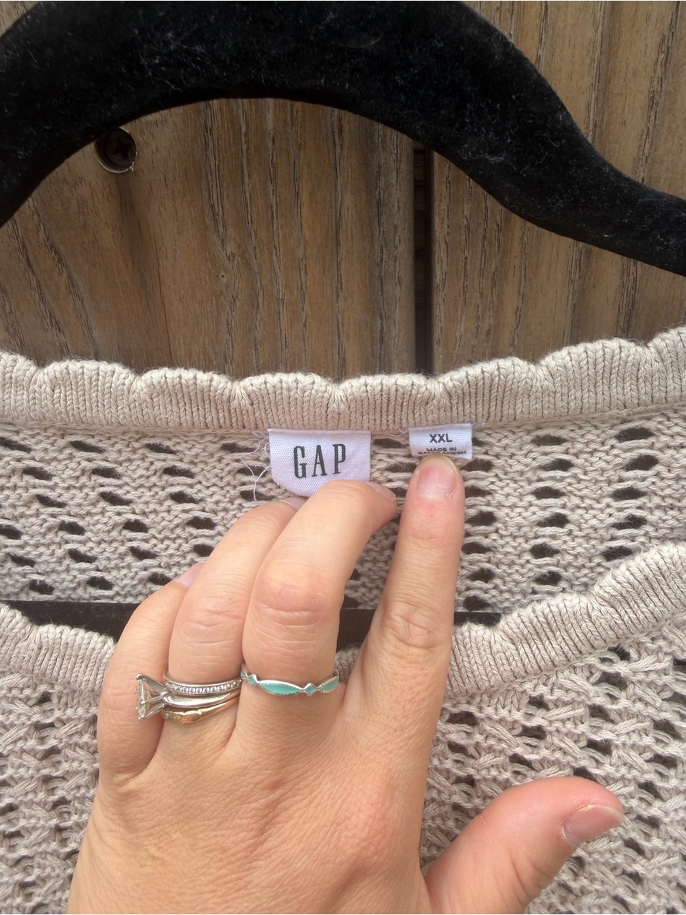 GAP Neutral Crochet Knit Pullover in Light Beige
